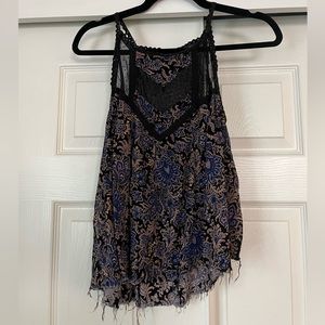 Tank Top with lace detailing and unfinished hem